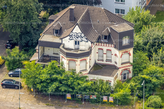 Duisburg240703947-Mitte | Luftbild, ehemaliges Hotel Grunewald, baufällige Villa an der Düsseldorfer Straße, Hochfeld, Duisburg, Ruhrgebiet, Nordrhein-Westfalen, Deutschland