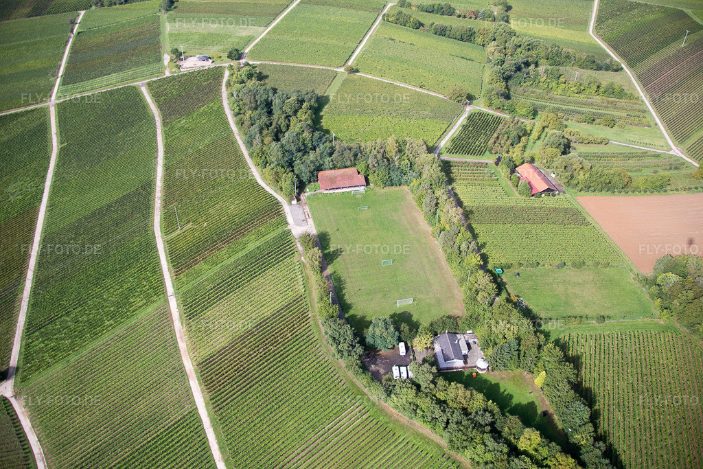 Luftbild: SV 1927 im Ortsteil Heuchelheim in Heuchelheim-Klingen im Bundesland Rheinland-Pfalz in Deutschland. Foto: IMG_072597.jpg vom 19.09.2014 durch Werner Riehm/FLY-FOTO.de