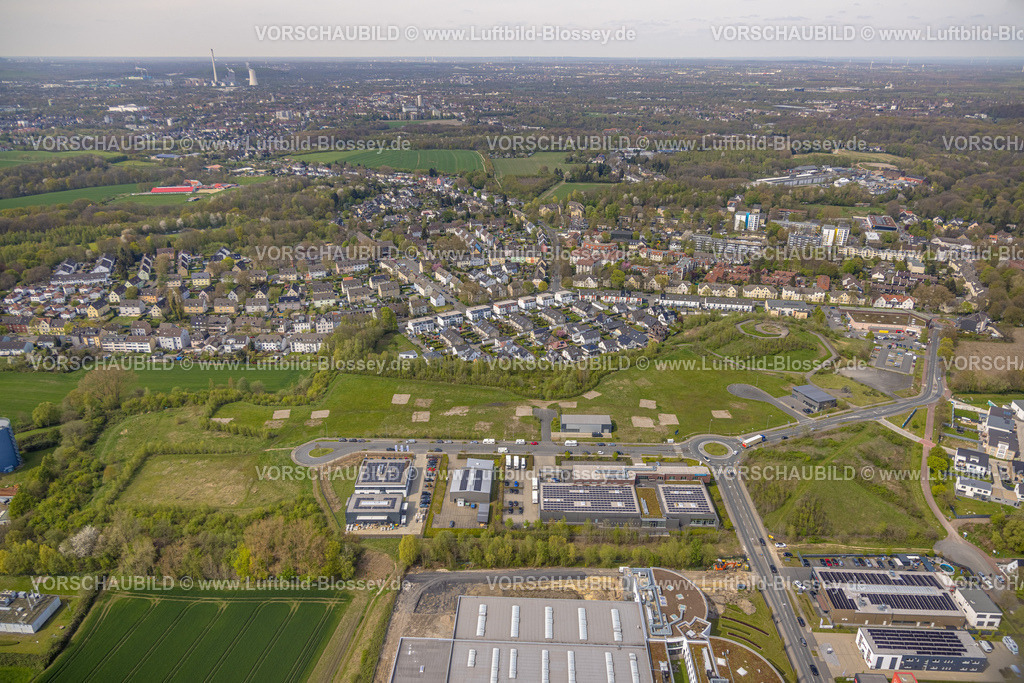 Bochum230403614 | Luftbild, Gewerbegebiet Steiger-Stein-Straße, Landmarke Hiltrop, Bergen, Bochum, Ruhrgebiet, Nordrhein-Westfalen, Deutschland