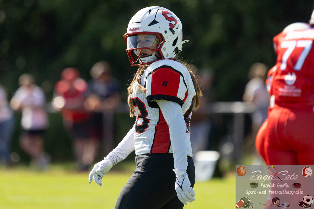 GFLW 1: German Football League Women 1: Rodgau Pioneers Ladies - Stuttgart Scorpions Sisters, 07.06.2026 | Melina Locher (Stuttgart Scorpions Sisters #43), Freisteller, Portrait / Porträt, Rodgau Pioneers Ladies - Stuttgart Scorpions Sisters, Rodgau, Maingau-Energie-Stadion "Am Weichsee", 7.6.2026 - Realisiert mit Pictrs.com