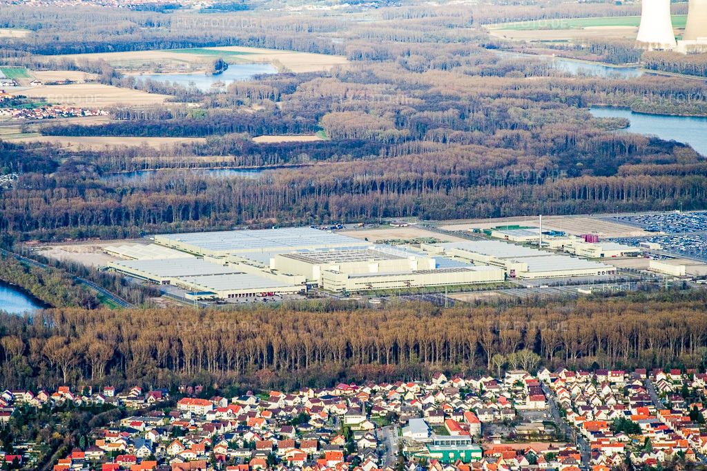 Luftbild: Insel Grün, Daimler-Logisticzentrum in Germersheim im Bundesland Rheinland-Pfalz in Deutschland. Foto: IMG_9975.jpg vom 29.03.2008 durch Werner Riehm/FLY-FOTO.de