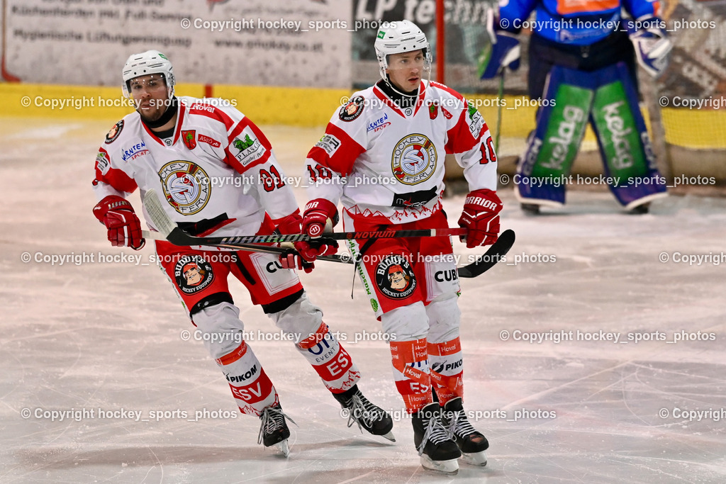 ESC Sparkasse Steindorf vs. ESV Ferlach | #81 Potocnik Kristof ESV Ferlach, #10 Zusevics Zintis Nauris ESV Ferlach, ESC Sparkasse Steindorf vs. ESV Ferlach, ESC Sparkasse Steindorf vs. ESV Ferlach am 22.02.2026 in Steindorf  (Ossiachersee Halle ), Austria, (Photo by Bernd Stefan)