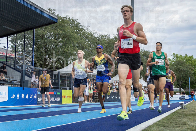 Multisport Event; Ratingen, 28.06.2026 | RATINGEN, GERMANY - JUNE 28, 2026 : Moritz Bartko (GER / Germany), Harrison Williams (USA / United States), Sven Jansons (NED / Netherlands) and Leon-Joel Clair (GER / Germany) competing over 1500m during the Multisport Event at Stadion Ratingen on June 28, 2026 in Ratingen, Germany.