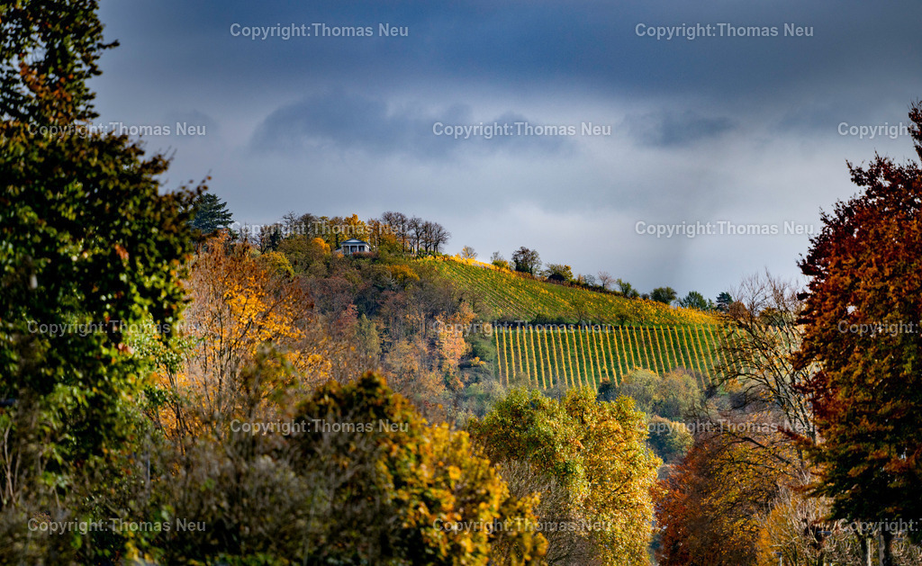 Kirchberg-Herbst-DSC_6711 | bbe, Bensheim, Die Farben des Herbstes, dazwischen das Kirchberghäuschen, Fotografiert mit einem Teleobjektiv au sder Taunusstraße,  ,, Bild: Thomas Neu