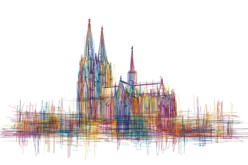 2606001 - Kölner Dom Illustration | Moderne Wandbilder für dein Zuhause, auf Leinwand, Acrylglas, Alu-Dibond oder als Poster. Entdecke moderne Kunst für deine Wand – ausdrucksstark, hochwertig und individuell. Von farbstarken Tiermotiven bis zu urbanen Kompositionen.