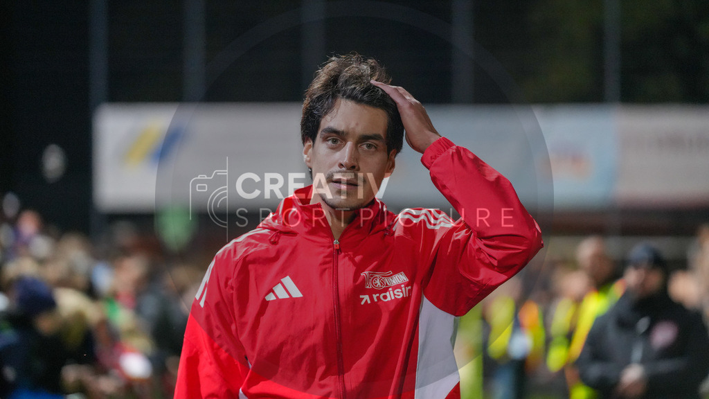 Fußball, Herren, Saison 2025/2026, Testspiel, Freundschaftsspiel, FSV 63 Luckenwalde vs. 1.FC Union Berlin, Mittwoch 08.10.2025, Werner-Seelenbinder-Stadion Luckenwalde, | Fußball, Herren, Saison 2025/2026, Testspiel, Freundschaftsspiel, FSV 63 Luckenwalde vs. 1.FC Union Berlin, Mittwoch 08.10.2025, Werner-Seelenbinder-Stadion Luckenwalde, Im Bild: Diogo Leite (Union) - Realisiert mit Pictrs.com