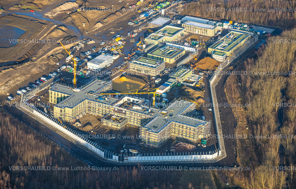 Luenen260101704 | Luftbild, Gelände der ehemaligen Zeche Victoria, Neubau einer Forensik-Klinik, Lünen, Ruhrgebiet, Nordrhein-Westfalen, Deutschland