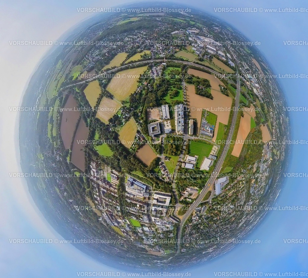 Dortmund231090039TechnologieZentrumWeissesFeld | Luftbild, TU Technische Universität Dortmund, Technologiezentrum (TZDO) Weißes Feld, Erdkugel, Fisheye Aufnahme, Fischaugen Aufnahme, 360 Grad Aufnahme, tiny world, Oespel, Dortmund, Ruhrgebiet, Nordrhein-Westfalen, Deutschland