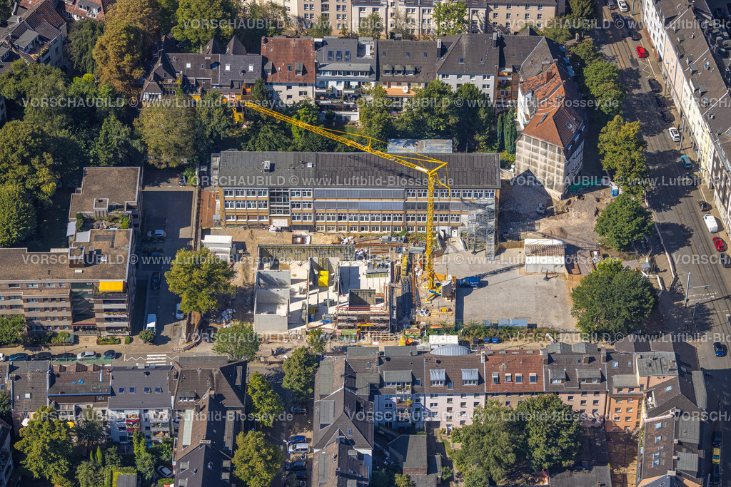 Essen220807181 | Luftbild, Baustelle und Neubau an der Sternschule, Essen-Rüttenscheid, Essen, Ruhrgebiet, Nordrhein-Westfalen, Deutschland