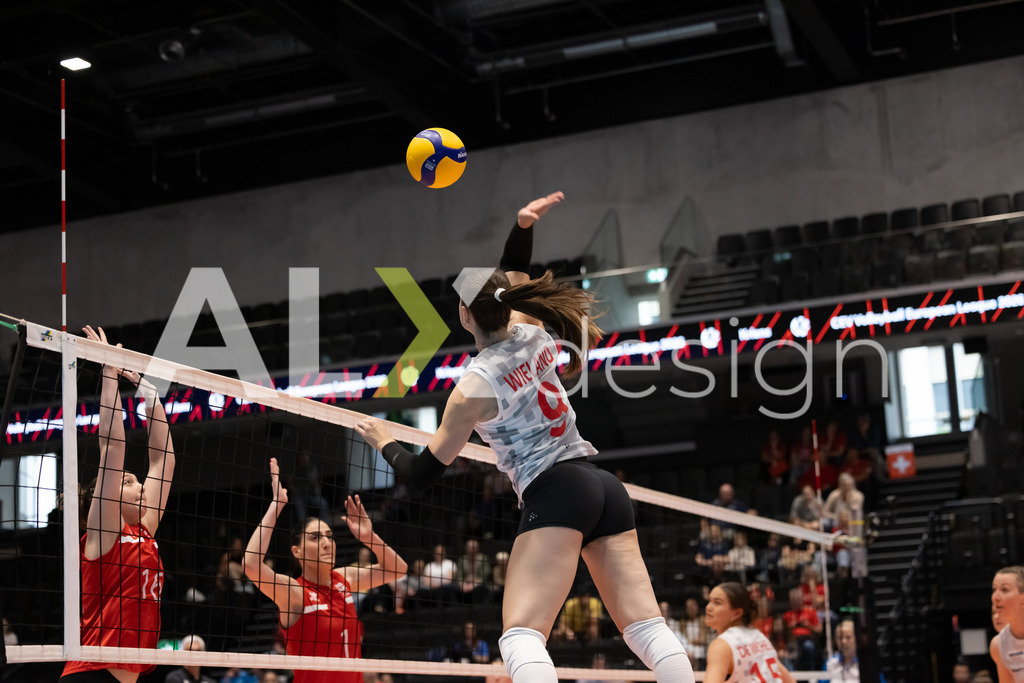 Georgia v Switzerland - CEV European League Women | KRIENS, SWITZERLAND - JUNE 12: SARINA WIELAND of Switzerland during the CEV European League match between Georgia and Switzerland at Pilatus Arena on June 12, 2026 in Kriens, Switzerland. - Realisiert mit Pictrs.com