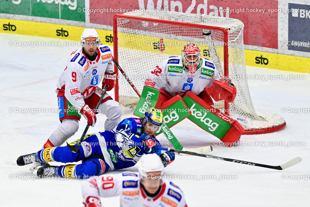 EC IDM WÄRMEPUMPEN VSV vs. EC KAC | #16 HANCOCK Kevin EC VSV, #9 Mursak Jan EC KAC, #32 Dahm Sebastian EC KAC, EC IDM WÄRMEPUMPEN VSV vs. EC KAC, EC IDM WÄRMEPUMPEN VSV vs. EC KAC am 02.02.2025 in Villach (Stadthalle Villach), Austria, (Photo by Bernd Stefan)