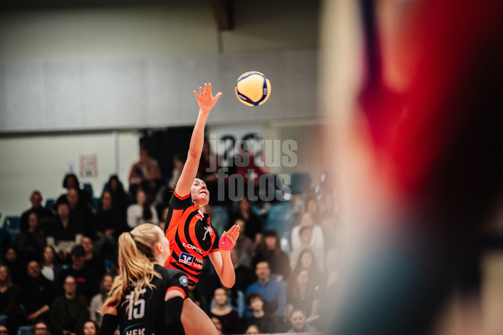 Volleyball | Frauen | Saison 2025/2026 | Volleyball Bundesliga | ETV Hamburger Volksbank Volleys vs. VC Wiesbaden | 14.03.2026 | Leonie Körtzinger (#7, ETV Hamburger Volksbank Volleys) beim Angriff