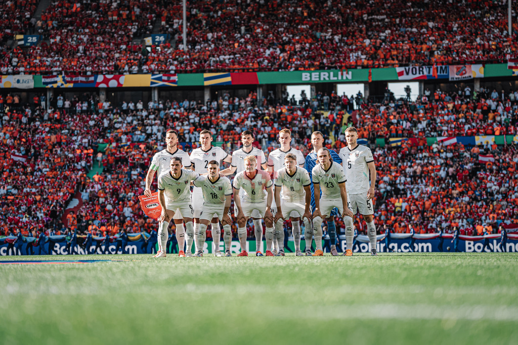 Fußball | Herren | UEFA-Fußball-Europameisterschaft 2024 | Gruppe D | Niederlande vs. Österreich | 25.06.2024 | Die Nationalmannschaft von Österreich Mannschaftsfoto