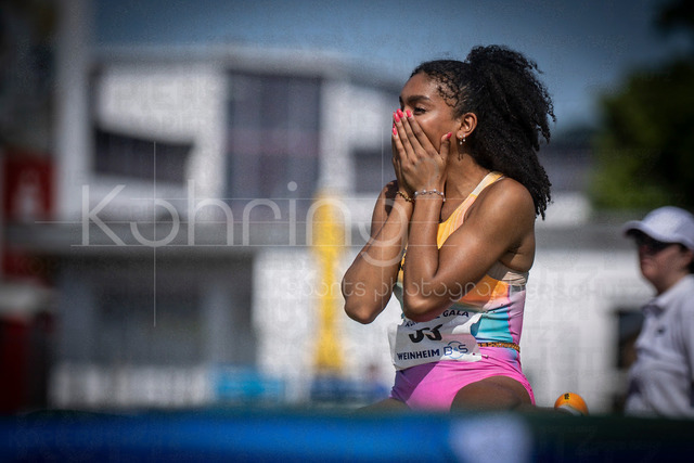 B&amp;S Kurpfalz Gala; Weinheim, 23.05.2026 | WEINHEIM, GERMANY - MAY 24: Ella Obeta (GER/LG Nord Berlin) emotional during the B&amp;S Kurpfalz Gala am 23.05.2026 at the  Sepp-Herberger-Stadium in Weinheim (Baden-Wuerttemberg / Germany).