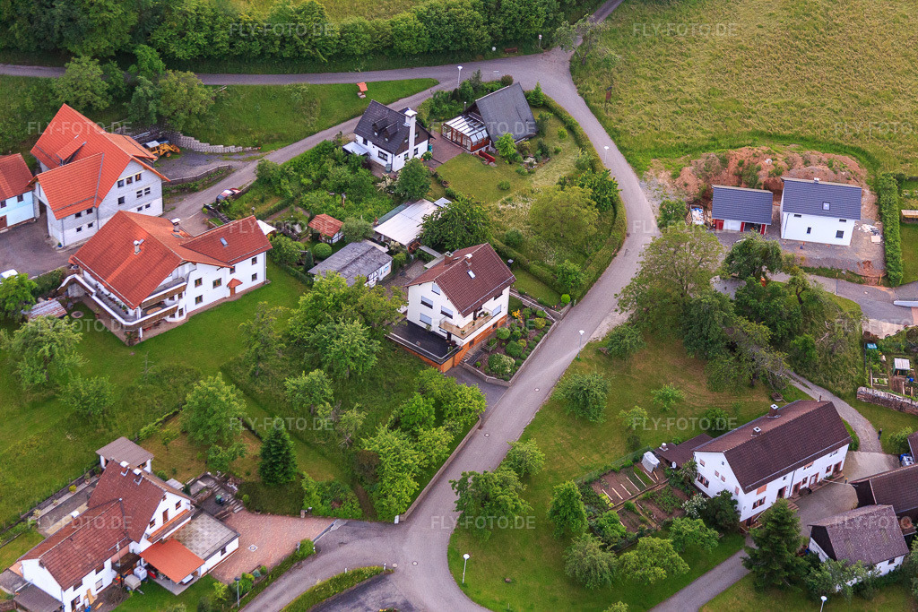 Luftbild: Brombacher Straße im Ortsteil Brombach in Eberbach im Bundesland Baden-Württemberg in Deutschland. Foto: IMG_089500.jpg vom 10.06.2016 durch Werner Riehm/FLY-FOTO.de