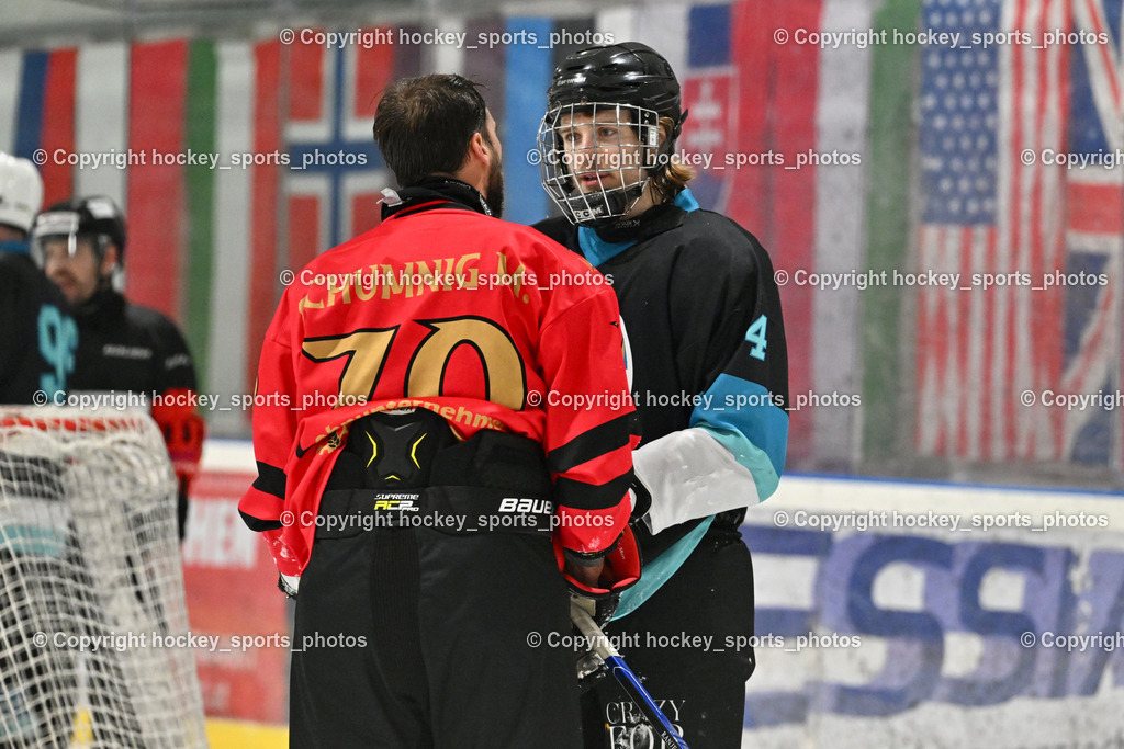 Lendhafen Seelöwen vs. Spartans Althofen | #70 Schumnig Martin Spartans Althofen, #4 Kompain Mark Lendhafen Seelöwen, Lendhafen Seelöwen vs. Spartans Althofen, Lendhafen Seelöwen vs. Spartans Althofen am 14.02.2025 in Ferlach (HTC Eishalle Ferlach), Austria, (Photo by Bernd Stefan)