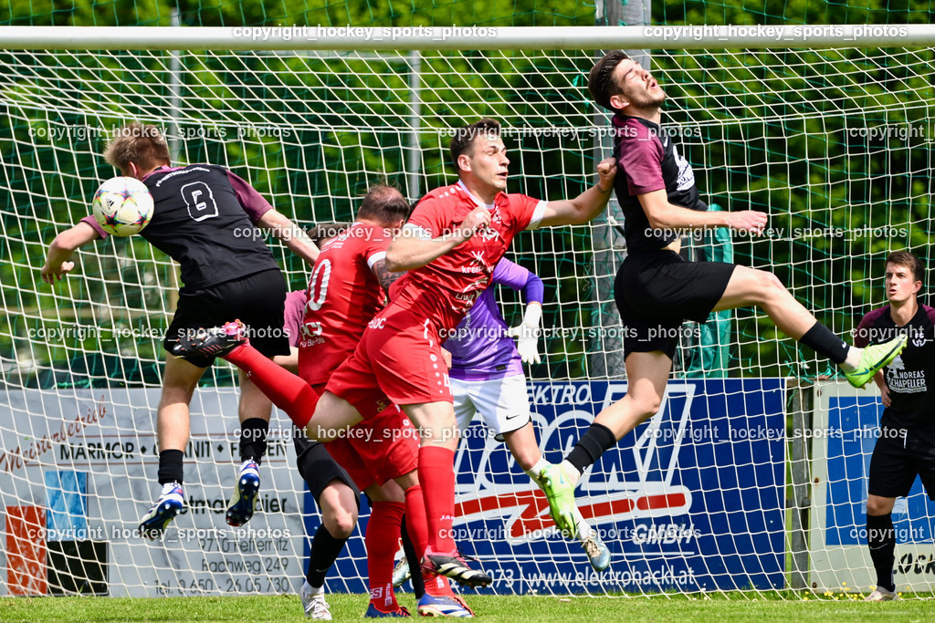 SV Rothenthurn vs. FC Nussdorf Debant | #8 Dennis Müller FC Nussdorf, #4 Dragan Erdeljan SV Rothenthurn, #5 Ivan Makovec FC Nussdorf, SV Rothenthurn vs. FC Nussdorf Debant, SV Rothenthurn vs. FC Nussdorf Debant am 04.05.2025 in Rothenthurn (Sportplatz Rothenthurn), Austria, (Photo by Bernd Stefan)