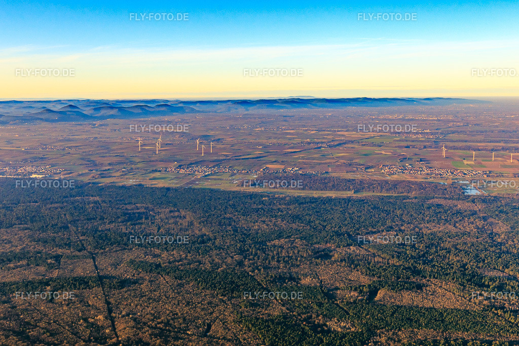Windparks und Minfeld im Winter | Luftbild: Windparks und Minfeld im Winter in Freckenfeld im Bundesland Rheinland-Pfalz in Deutschland. Foto: IMG_145297.jpg vom 14.01.2025 durch ©2025 Werner Riehm fly-foto.de/copyright - Realisiert mit Pictrs.com