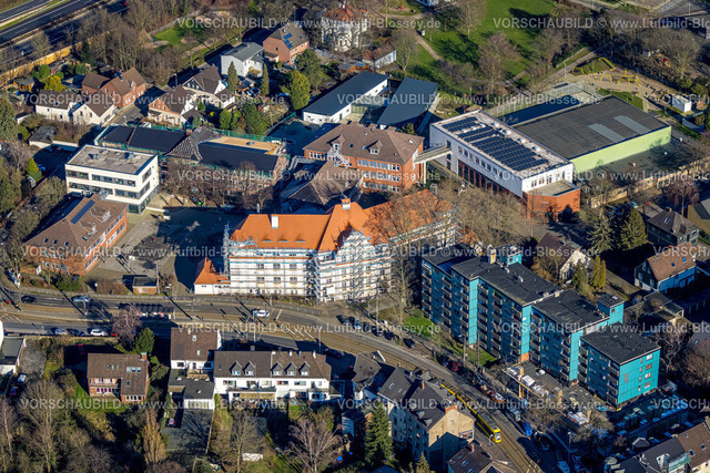 Muelheim230201259 | Luftbild, Willy-Brandt-Schule, Baustelle und Renovierung, Styrum, Mülheim an der Ruhr, Ruhrgebiet, Nordrhein-Westfalen, Deutschland