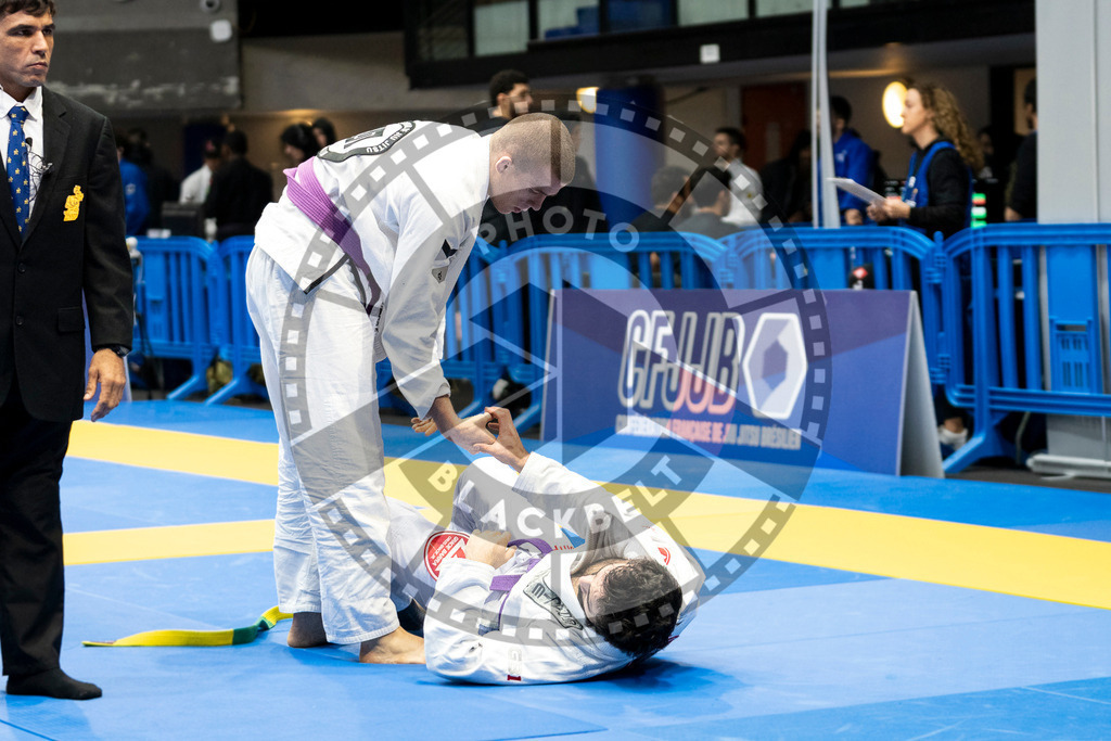 20240123PBB00097 | Fighters compete during the second day of the IBJJF European Championship in Paris, France, on January 23, 2024.