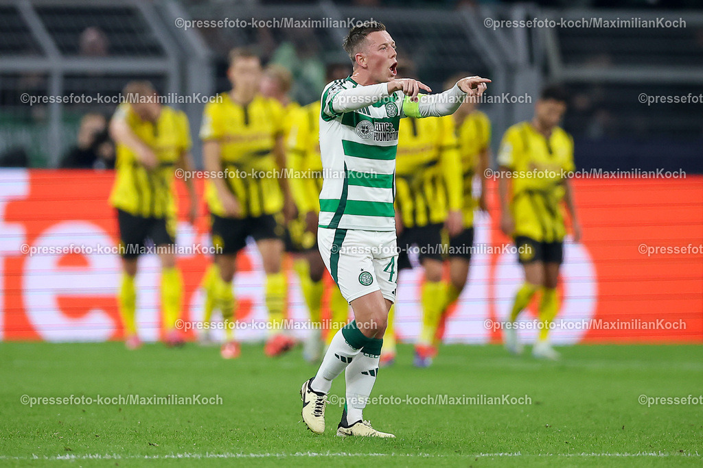 BVB01102402172 | 01.10.2024, Fußball, UEFA Champions League, Borussia Dortmund - Celtic Glasgow, 2. Spieltag, Signal Iduna Park, Saison 2024 2025: Callum McGregor Celtic #42) enttäuscht gestikulierend