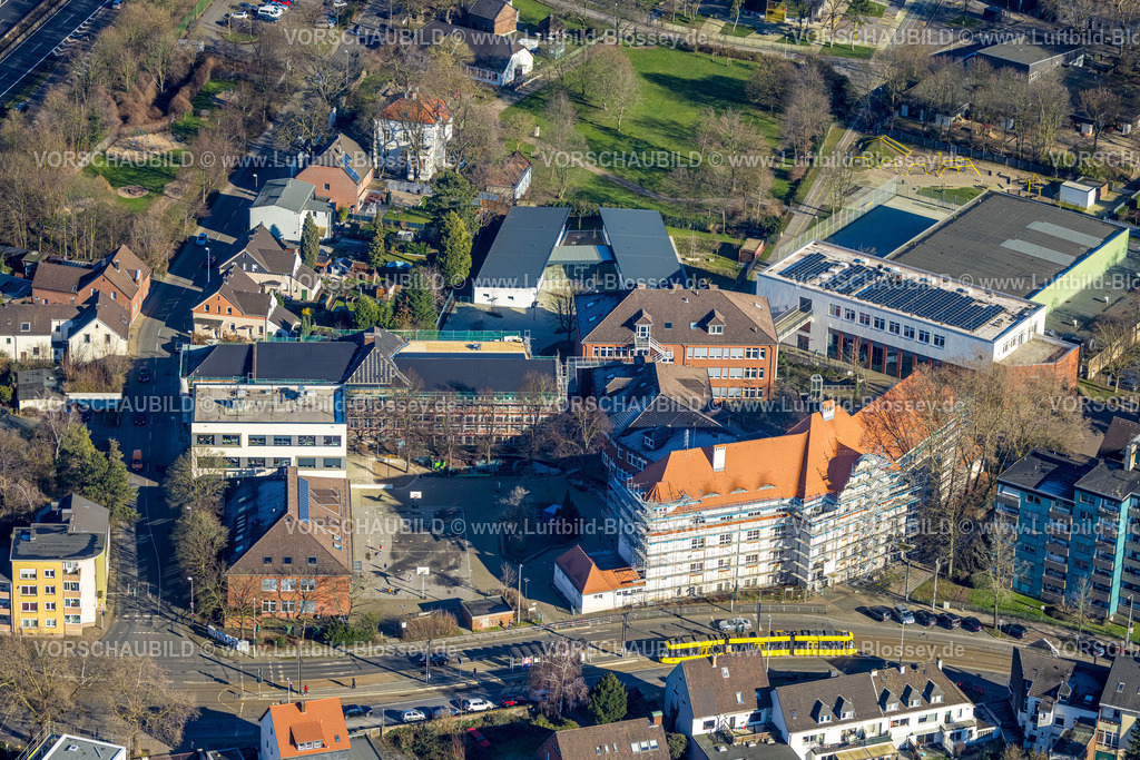 Muelheim230201248 | Luftbild, Willy-Brandt-Schule, Baustelle und Renovierung, Styrum, Mülheim an der Ruhr, Ruhrgebiet, Nordrhein-Westfalen, Deutschland