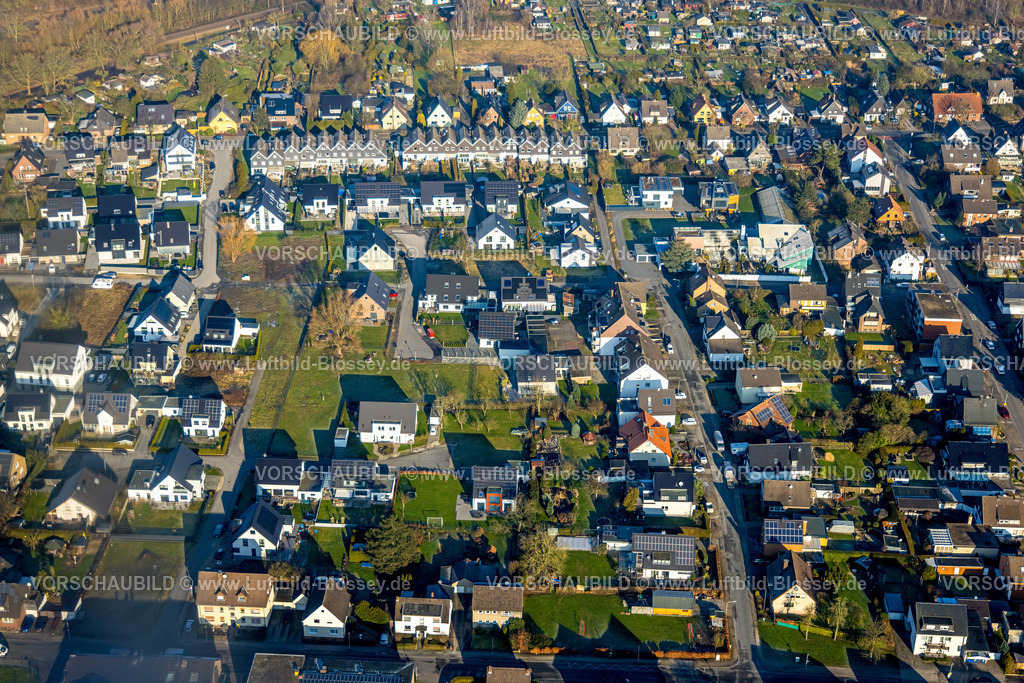 Hamm250201343Pelkum | Luftbild, Wohngebiet und Baugebiet Michaelstraße, Wohnsiedlung Reihenhäuser Östingstraße, Stadtbezirk Pelkum, Hamm, Ruhrgebiet, Nordrhein-Westfalen, Deutschland