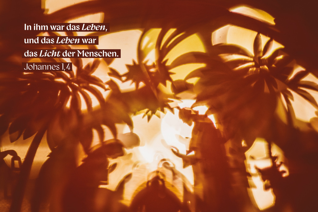 In ihm war das Leben, und das Leben war das Licht der Menschen. Johannes 1,4 (Lutherbibel 1912) | christliche Weihnachtskarte mt Vers aus dem Johannesevangelium