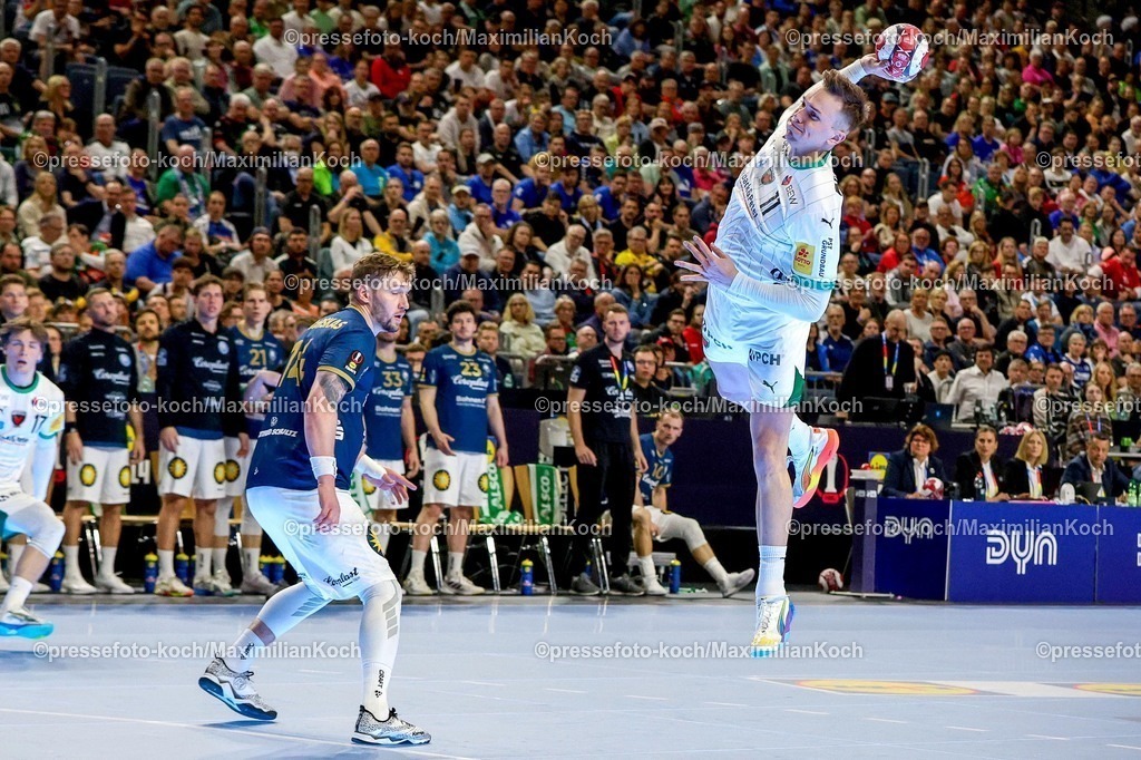 xSSCx19042602019 | 19.04.2026, xsscx, Handball, DHB-Pokal Lidl Final4, Finale, Füchse Berlin - Bergischer HC, Saison 2025 / 2026 Herren, Lanxess Arena, Köln: Lasse Andersson (Füchse Berlin #11) beim Wurf Photo: xSandraxScherningxPressefotoKochx