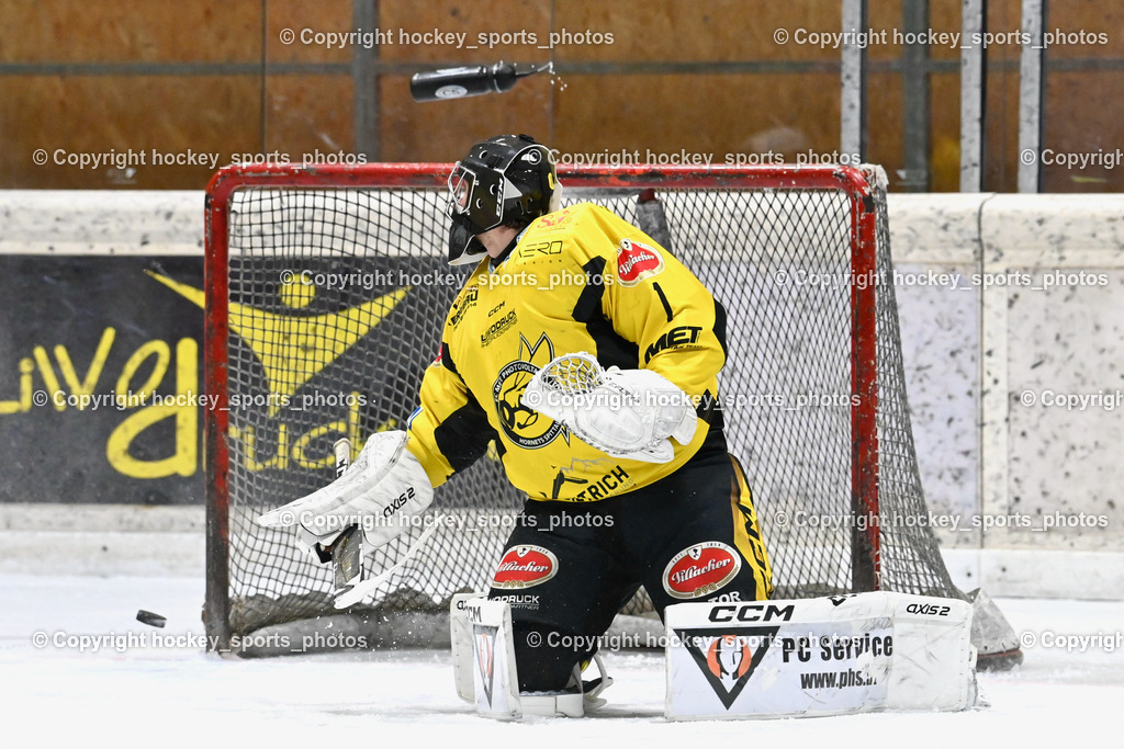 EC Hornets Spittal vs. ESC Steindorf 23.2.2024 | #1 Zauchner Rene EC Hornets Spittal, Flasche, EC Hornets Spittal vs. ESC Steindorf 23.2.2024, EC Hornets Spittal vs. ESC Steindorf 23.2.2024 am 23.02.2024 in Spittal an der Drau (Eissportzentrum Spittal), Austria, (Photo by Bernd Stefan)