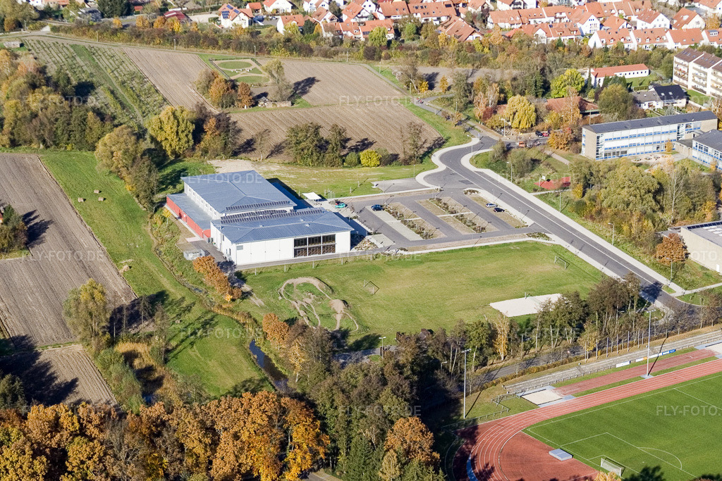 Luftbild: Bienwaldhalle in Kandel im Bundesland Rheinland-Pfalz in Deutschland. Foto: IMG_8773.jpg vom 05.11.2007 durch Werner Riehm/FLY-FOTO.de