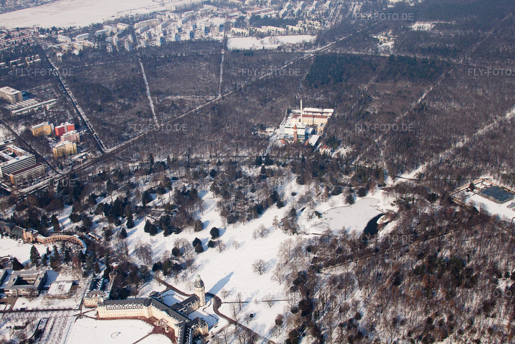 Luftbild: Schlosspark im Ortsteil Innenstadt-West in Karlsruhe im Bundesland Baden-Württemberg in Deutschland. Foto: IMG_24196.jpg vom 16.02.2010 durch Werner Riehm/FLY-FOTO.de