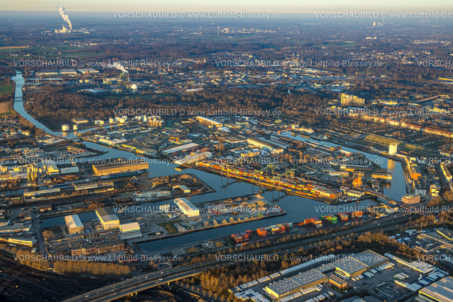 Dortmund230202874 | Luftbild, Hafen Dortmund im Abendlicht, Hafen, Dortmund, Ruhrgebiet, Nordrhein-Westfalen, Deutschland