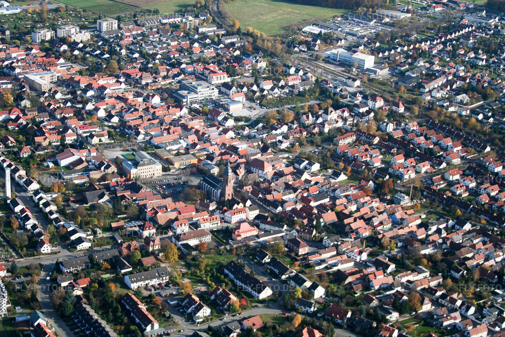 Luftbild: Innenstadt in Kandel im Bundesland Rheinland-Pfalz in Deutschland. Foto: IMG_14489.jpg vom 08.11.2008 durch Werner Riehm/FLY-FOTO.de