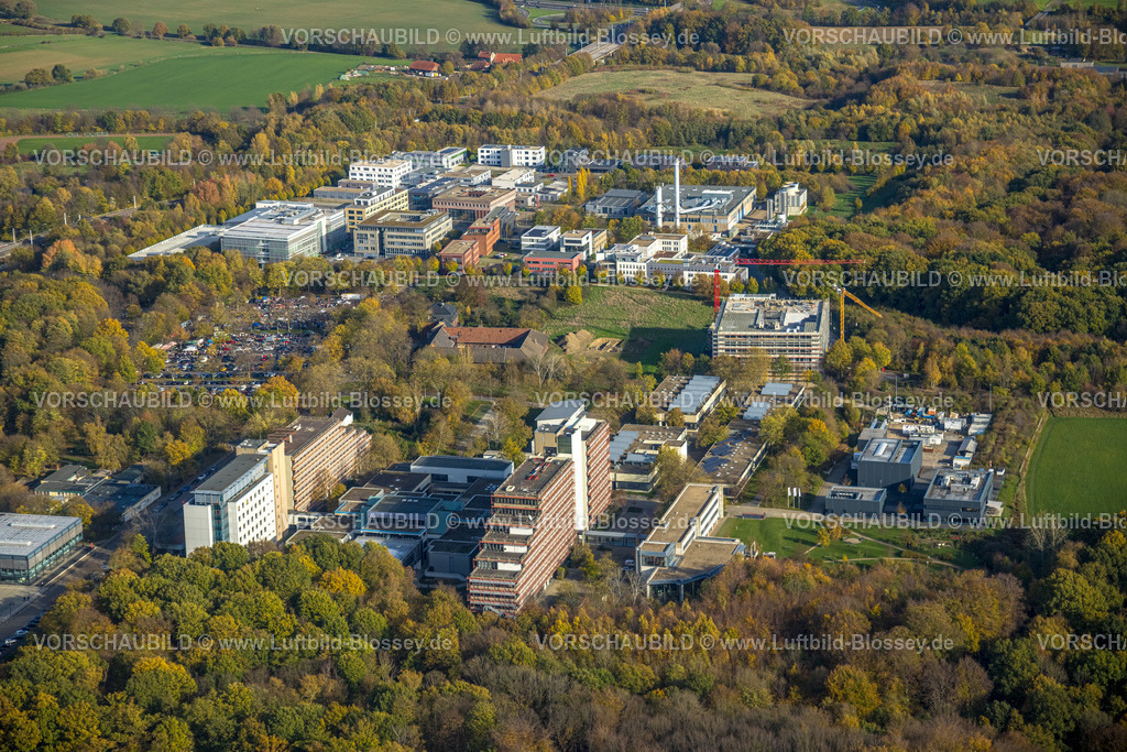Bochum221100602 | Luftbild, Hochschule Bochum, TZ Technisches Zentrum RUB, Konrad-Zuse-Straße, Baustelle Neubau, Königsbüscher Wäldchen, Querenburg, Bochum, Ruhrgebiet, Nordrhein-Westfalen, Deutschland