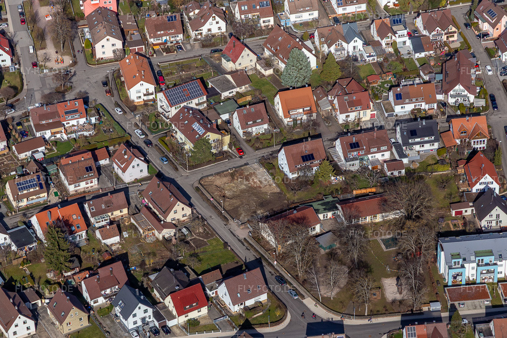 Luftbild: Blumenstr in Renningen im Bundesland Baden-Württemberg in Deutschland. Foto: IMG_125013.jpg vom 20.02.2021 durch Werner Riehm/FLY-FOTO.de