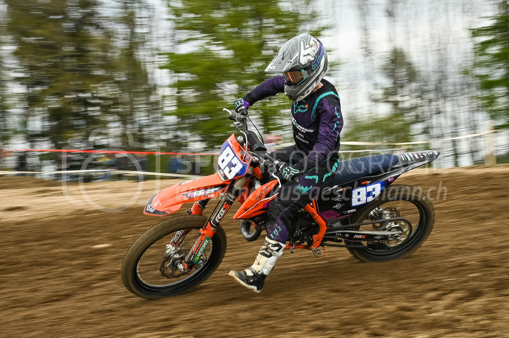 Motocross Schlatt bei Winterthur - 30. April 2023 | #83 Stefani Alice aus Cessey (FR) auf KTM in der Kategorie Swiss MX Women Cup am Motocross Schlatt bei Winterthur, 30. April 2023. 
Instagram: @mx_schlatt | @mc_wila | @sam_schweiz
Bild: Sportfotografie Markus Aeschimann | www.markus-aeschimann.ch - Realisiert mit Pictrs.com