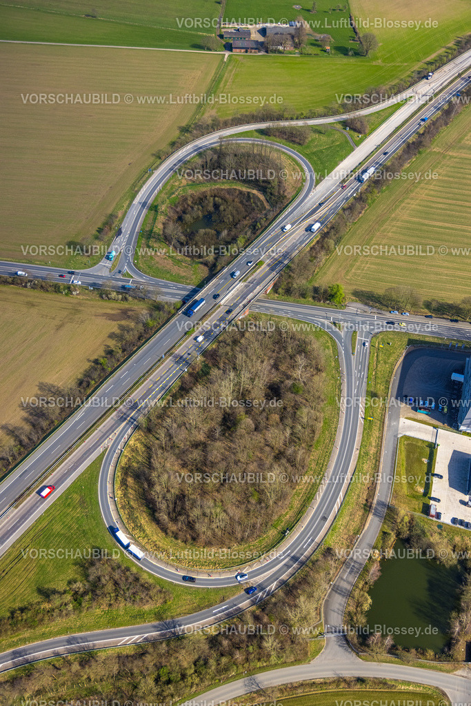 Hamminkeln240311600 | Luftbild, Autobahn A3 Anschlussstelle Hamminkeln, Hamminkeln, Nordrhein-Westfalen, Deutschland