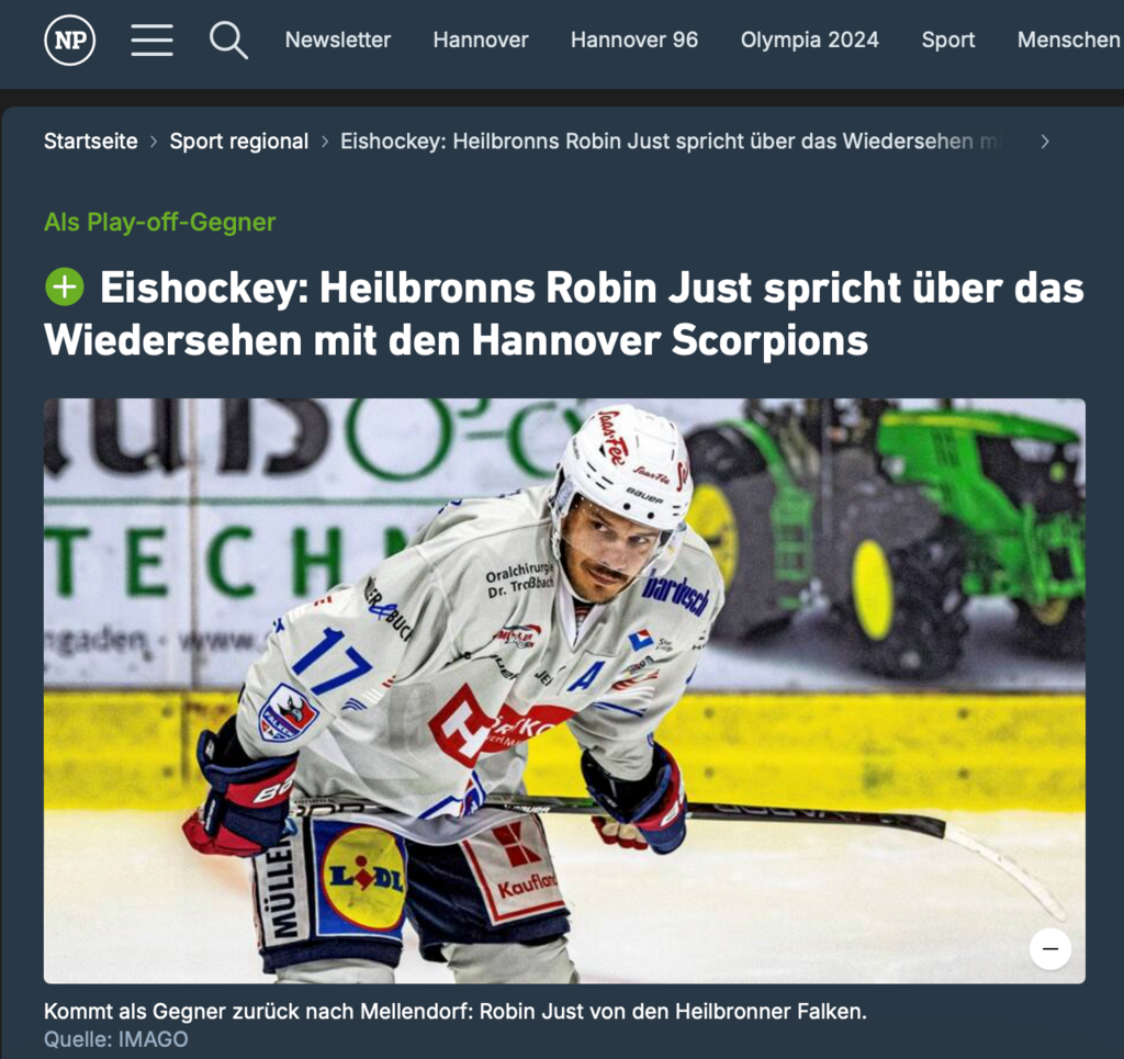 Bildschirmfoto 2024-07-21 um 00.37.32 | https://www.neuepresse.de/sport/regional/eishockey-heilbronns-robin-just-spricht-ueber-das-wiedersehen-mit-den-hannover-scorpions-3ZQO3COKJFAPTPTT37YW32U2VA.html