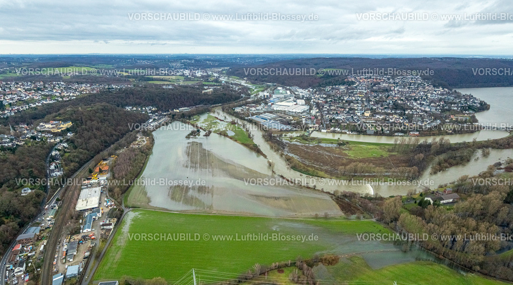 Wetter231201722Ruhr | Luftbild, Ruhrhochwasser, Weihnachtshochwasser 2023, starke Regenfälle,  Vorhalle, Hagen, Ruhrgebiet, Nordrhein-Westfalen, Deutschland