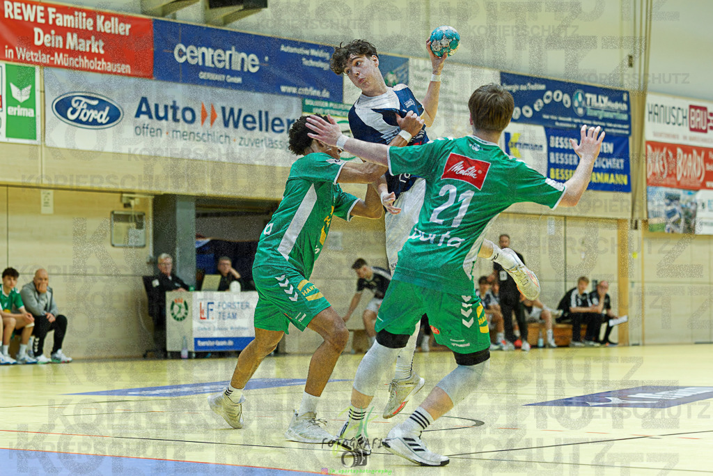 mJB Pokalrunde dt. Meisterschaft, TV Hüttenberg - TSV GWD Minden | mJB Pokalrunde dt. Meisterschaft, TV Hüttenberg - TSV GWD Minden am 15.03.2025 in Münchholzhausen (Sporthalle Münchholzhausen)Photo © 2025 - Jörg Heinrich - Realisiert mit Pictrs.com