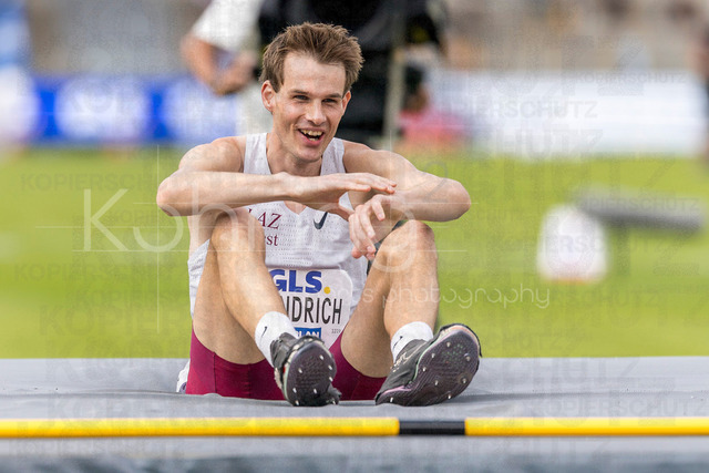 Deutsche Leichtathletik-Meisterschaften; Bochum-Wattenscheid, 25.07.2026 | Falk Wendrich (LAZ Soest), Hochsprung; Deutsche Leichtathletik-Meisterschaften am 25.07.2026 im Lorheide-Stadion, Bochum-Wattenscheid (Nordrhein-Westfalen).