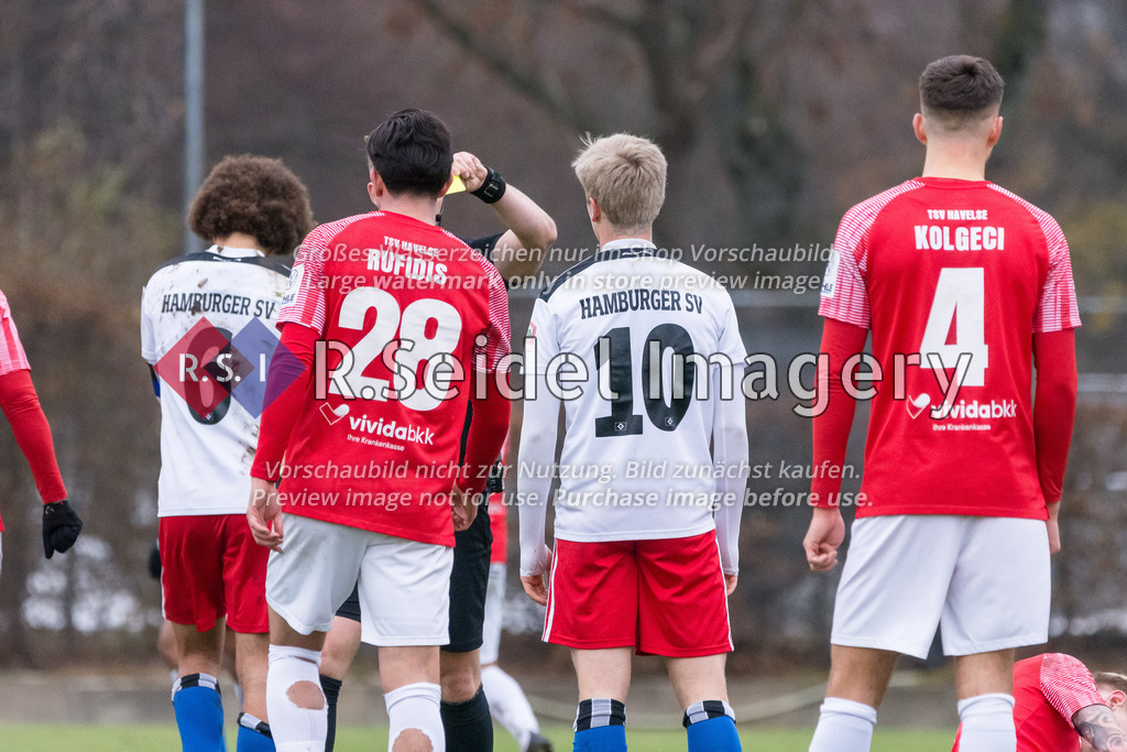 Fußball, Saison 2022/23, Regionalliga Nord, HSV II - TSV Havelse, Wolfgang-Meyer-Stadion (Hamburg), 03.12.2022, 21. Spieltag | gelbe Karte für Juho Teemu Kristian Kilo (#10, HSV II)