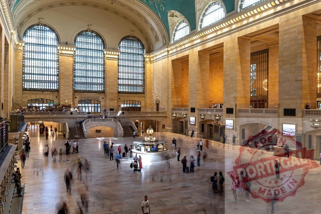 Grand Central Terminal New York City with blurred crowds | Grand Central Terminal main concourse with people moving, showing travel, time, and motion blur - Realized with Pictrs.com