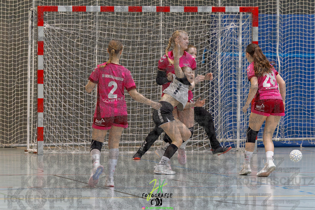 Hessenmeisterschaft wJC - Spiel um Platz 3; TuS Kriftel - SG Schenklengsfeld | Hessenmeisterschaft wJC - Spiel um Platz 3; TuS Kriftel - SG Schenklengsfeld am 22.03.2025 in Biedenkopf (Sporthalle Lahntalschule)Photo © 2025 - Jörg Heinrich - Realisiert mit Pictrs.com