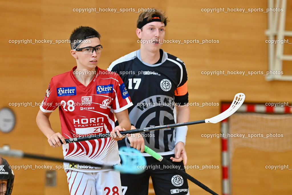 KAC Floorball vs. Wiener Floorballverein 10.9.2022 | #28 Gabriel Lekas, #17 Jakob Mayer