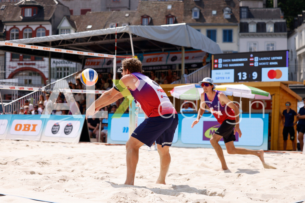 Obi BeachTour 2026 - Basel | BASEL, SWITZERLAND - JULY 19: YVES HAUSSENER (SUI) during the Obi BeachTour 2026 match between HAGENBUCH / HAUSSENER (SUI) and LEITNER / KINDL (AUT) at Barfüsserplatz on July 19, 2026 in Basel, Switzerland. - Realisiert mit Pictrs.com
