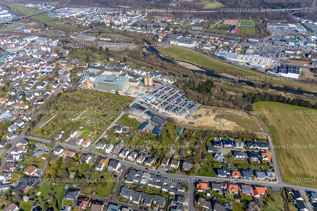Arnsberg220301982Neheim | Luftbild, Klinikum Hochsauerland in Hüsten, Arnsberg, Sauerland, Nordrhein-Westfalen, Deutschland