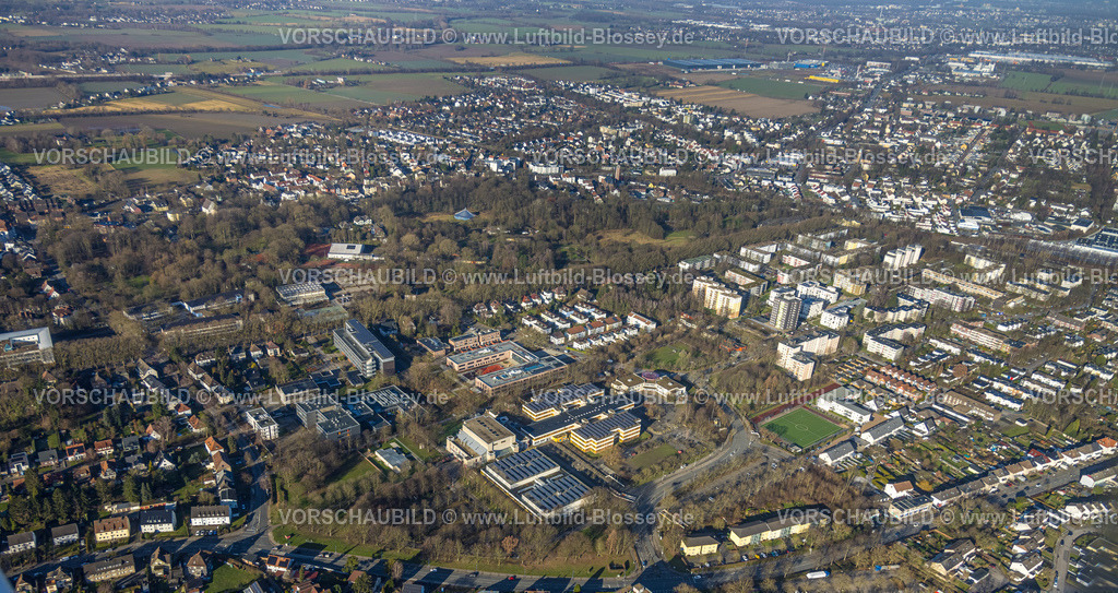 Unna240100502 | Luftbild, Ortsansicht Königsborn, Schulzentrum-Nord mit Neubau Jakob-Muth-Schule, Hochhäuser Wohnsiedlung Quartiersplatz Königsborn, Königsborn, Unna, Ruhrgebiet, Nordrhein-Westfalen, Deutschland