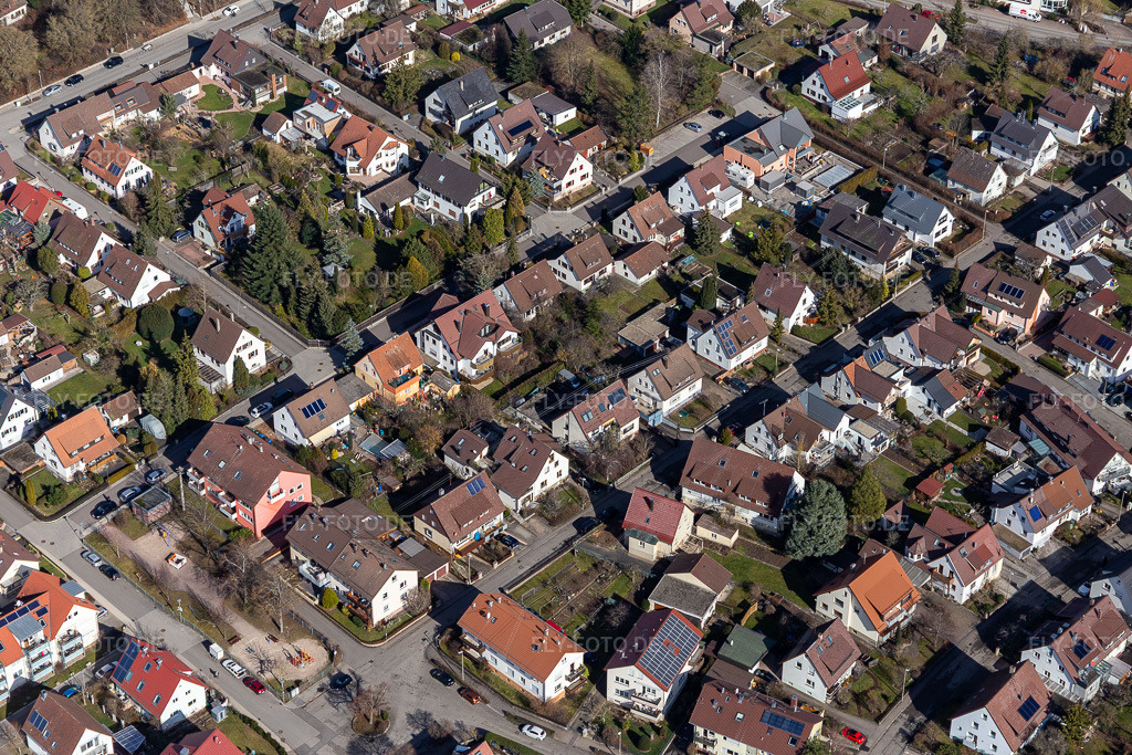 Luftbild: Mozartstr in Renningen im Bundesland Baden-Württemberg in Deutschland. Foto: IMG_124960.jpg vom 20.02.2021 durch Werner Riehm/FLY-FOTO.de